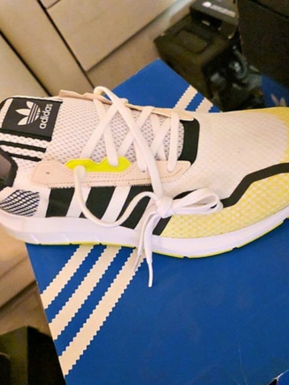 Adidas Swift Run 1.0 | White & Yellow Athletic Shoes | Never worn.